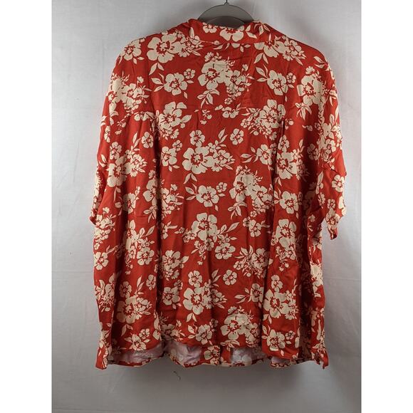 Tropical Shirt Camp Button Down Wild Fable Red Floral 2X Unisex Hawaiian Floral - Picture 2 of 7